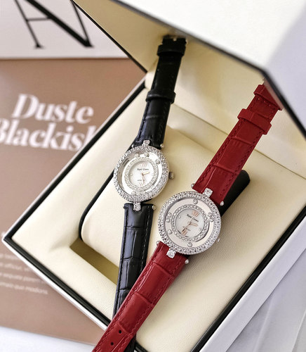 时尚气质镶钻时来运转皮带女表