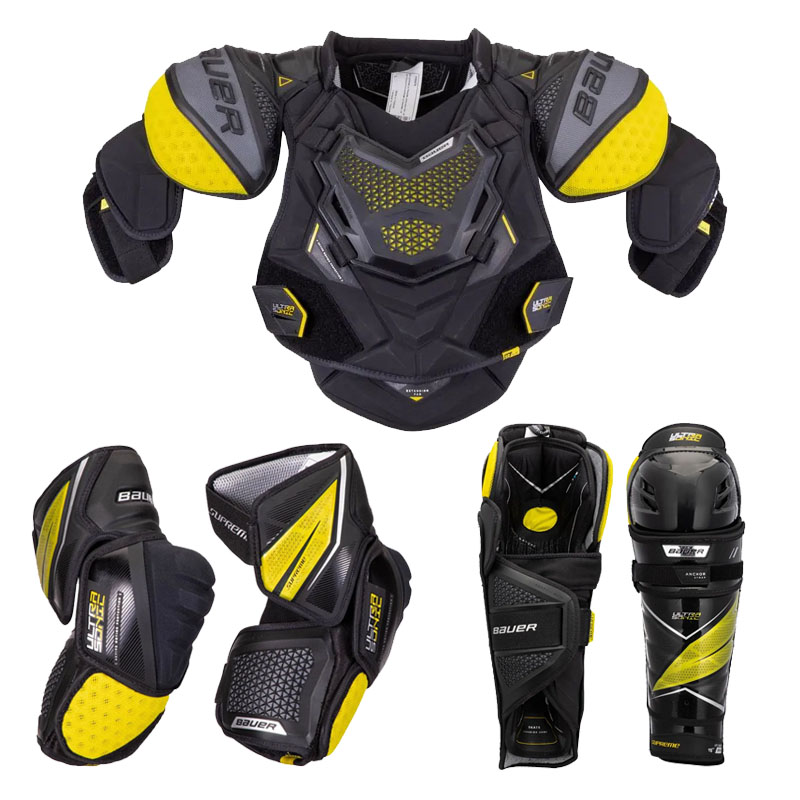 bauer ultrasonic超音速冰球护具套装鲍尔儿童成人护胸护腿护肘