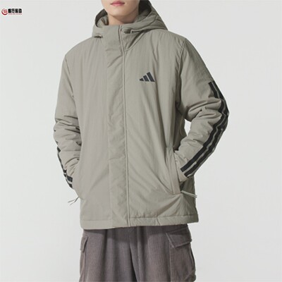 Adidas阿迪达斯男子保暖防风连帽棉服运动休闲外套2025冬季JY8305
