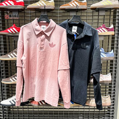 阿迪达斯三叶草2026春季男子假两件宽松长袖POLO衫 KR5053 KR5054