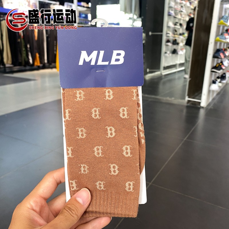 MLB男袜女袜2024春新款老花系列运动袜复古高帮袜3ASOMM13N-43BRS 运动包/户外包/配件 运动袜 原图主图