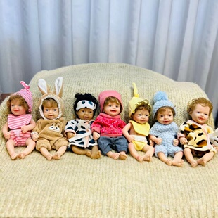 15厘米可换装Q弹实心硅胶mini仿真娃娃集合 手掌娃娃手工绘制玩具