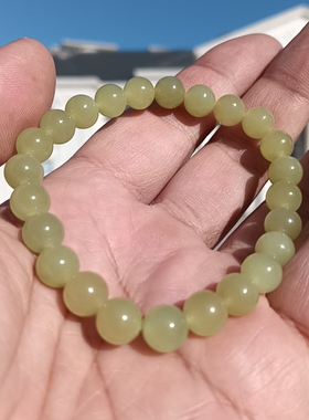 新疆和田玉黄玉圆珠手链手串