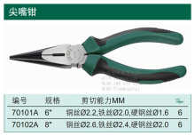 SATA世达工具双色柄尖咀钳 省力型尖嘴钳70101A 70102A 70612A