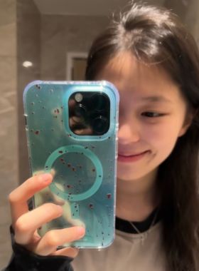 【支持16】薄荷曼波星期天家每日薄巧双层半透银色羽纱磁吸优雅IMD可爱iPhone16ProMax苹果15华为p70mate60