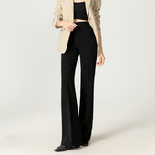 2026春季 长裤 新款 高腰休闲喇叭裤 子 通勤黑色显瘦阔腿裤 垂坠微喇裤