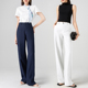 通勤长裤 曼依拉100%纯亚麻高腰直筒裤 阔腿裤 白色透气窄版 子 女夏季