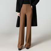 阔腿长裤 通勤秋冬西装 子 女美拉德咖色喇叭裤 曼依拉显瘦垂感微喇裤
