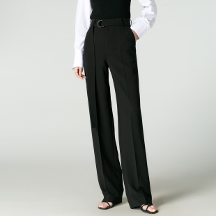 女裤 直筒裤 春季 机洗免烫直腿神裤 拖地阔腿裤 裤 窄版 系腰带垂感西装