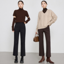 2025羊毛西装 新款 裤 小个子九分喇叭裤 子 加厚微喇裤 黑色靴裤 女冬季