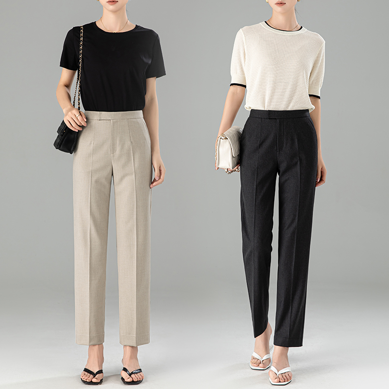 巨显腿直九分裤谁穿都瘦