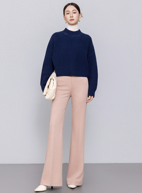 高级感自带玫瑰香亮银丝超模神裤微喇裤女2025秋冬新款显瘦喇叭裤