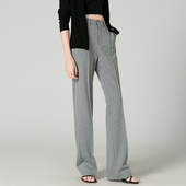 运动裤 阔腿长裤 女春季 窄版 子糯米 针织直筒裤 后松紧腰立体中缝西装