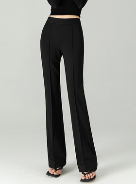 四面弹力针织微喇裤立体中缝2025秋季新款显瘦喇叭裤女休闲长裤子