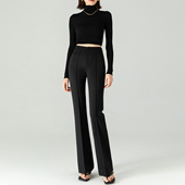 高弹力显瘦微喇裤 子春秋中缝喇叭裤 女小黑裤 长裤 针织西装 超模神裤