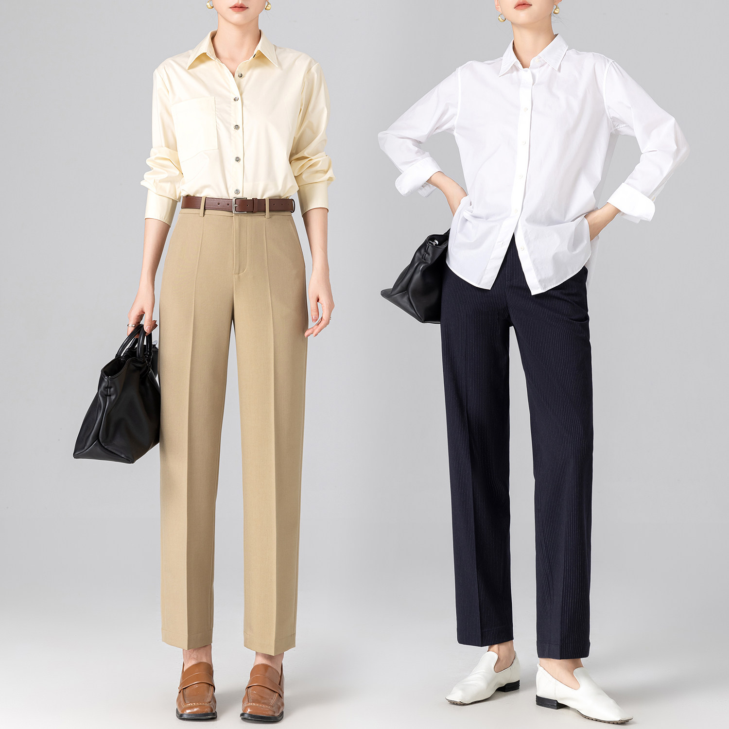 显瘦条纹西装裤女羊毛九分裤2025早秋通勤烟管裤小个子法棍直筒裤,女装/女士精品,西装裤/正装裤,淘宝优惠券,粉丝福利购,淘宝优惠卷