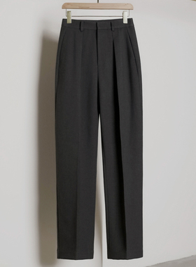 清仓高级感灰色羊毛直筒裤女秋冬长裤2025新款高腰西装窄版阔腿裤