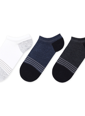 棉元素男士袜棉质条纹简约舒适透气春季夏季薄款男船袜C30168