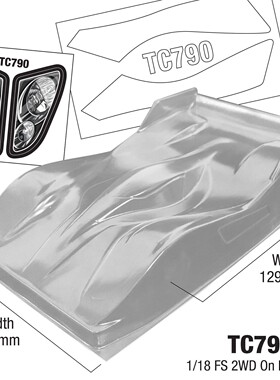 1/18 FS飞神后驱平路车壳 TC790 透明PC 0.5mm 轴距129mm 运费6元