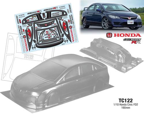 1/10 RC TC122 思域FD2 Typer R车壳 190mm PC车壳 附带灯杯尾翼