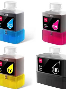 得力L300NW彩色喷墨打印机原装墨水黑青红黄多色墨水瓶1K黑色墨水