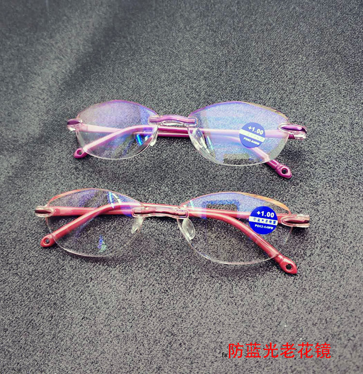 2020老花镜批发女老人时尚超轻远视舒适防蓝光切边无框老光眼镜