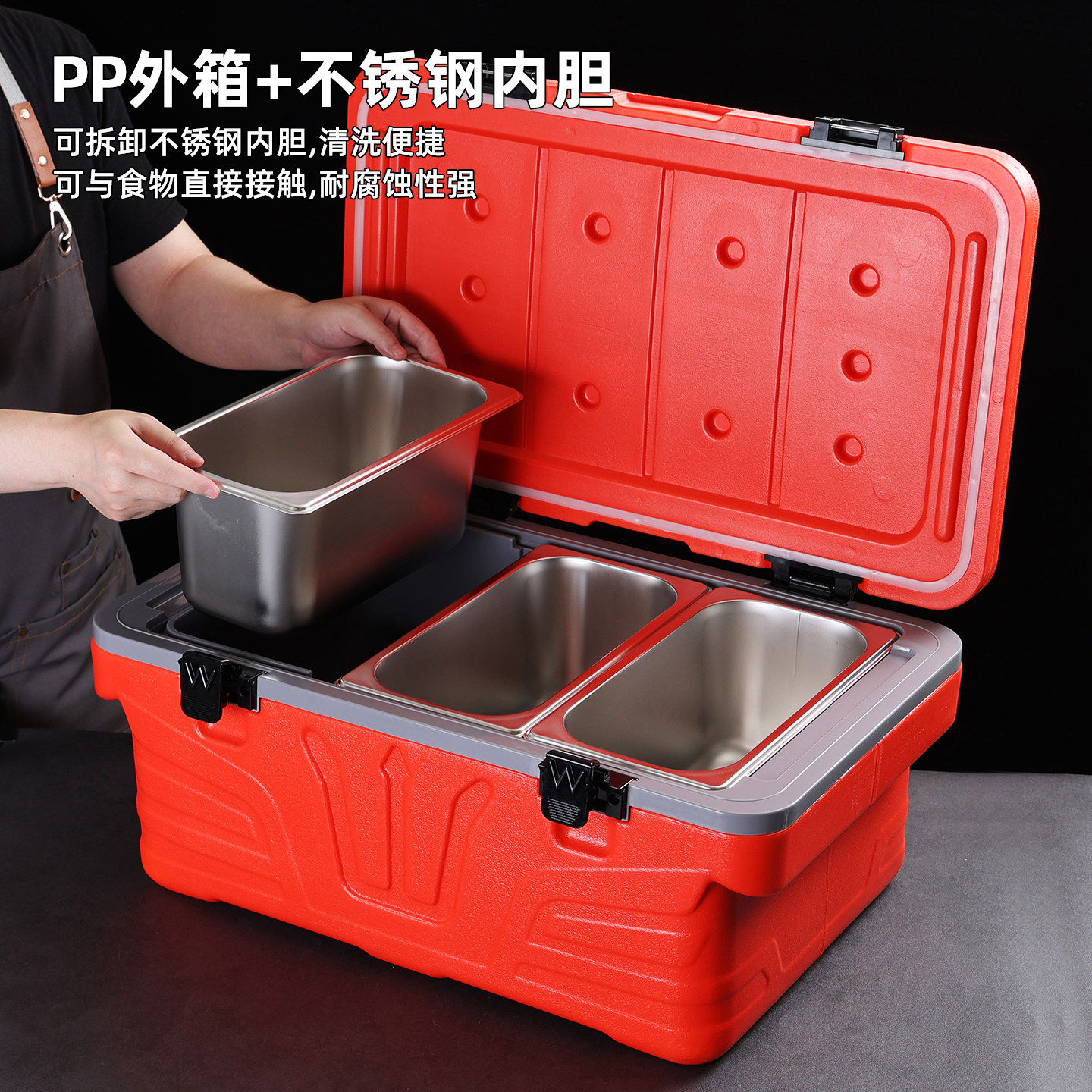 保温箱商用摆摊食堂快餐饭菜冷热两用保温桶分格大容量露营大饭桶