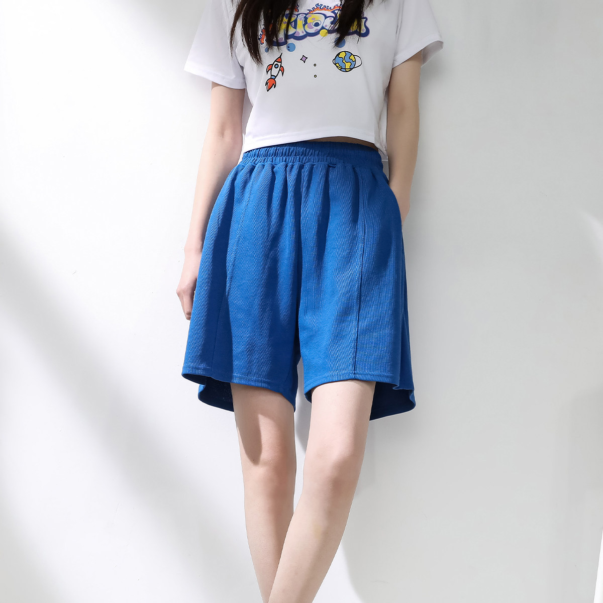 中性夏季新款宽松垂感运动休闲针织短裤男女短裤D14P35控48,男装牛仔裤,电商A268