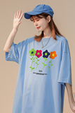 夏季新款宽松圆领纯棉短袖彩色小花朵印花情侣T6028P25控38，男装T恤，电商A268