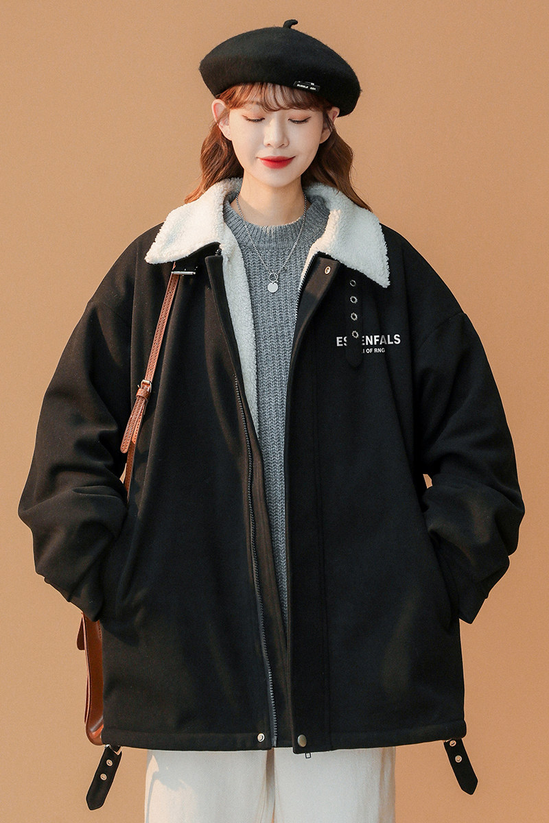 中性加厚翻领呢料羊羔毛棉服男新潮外套女新MY6171P115控138,男装棉衣,电商A268