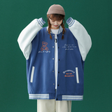 中性秋季潮流小熊印花棒球服男女情侣夹克外套新G6805P65控78，男装夹克，电商A268