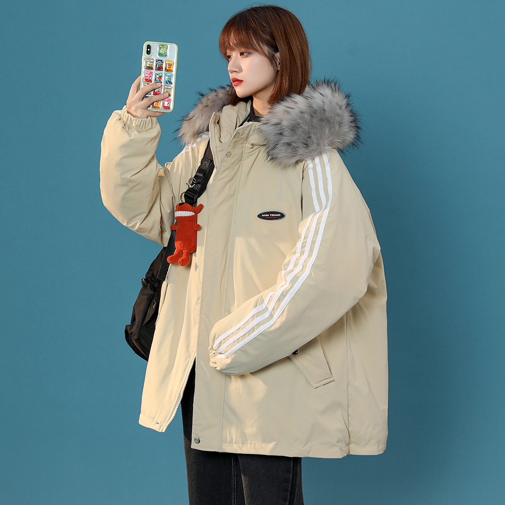 中性  加厚连帽织带毛领保暖棉服男外套女MY62006 P135控158图片