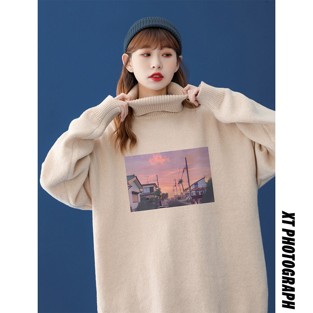 中性冬季宽松百搭毛衣男女潮流针织衫潮M6913P65控78加绒P75，男装针织衫/毛衣，电商A268