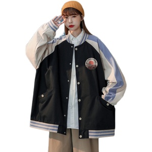 中性  秋季港风日系撞色宽松棒球服女夹克男 G6450 P65控78图片