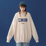 中性风秋冬字母印花宽松圆领软糯毛衣男女针织衫M6816P55控68，男装针织衫/毛衣，电商A268