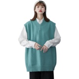 中性秋季韩版宽松V领纯色毛衣背心马甲男女上衣MJ90P45控58，男装针织衫/毛衣，电商A268