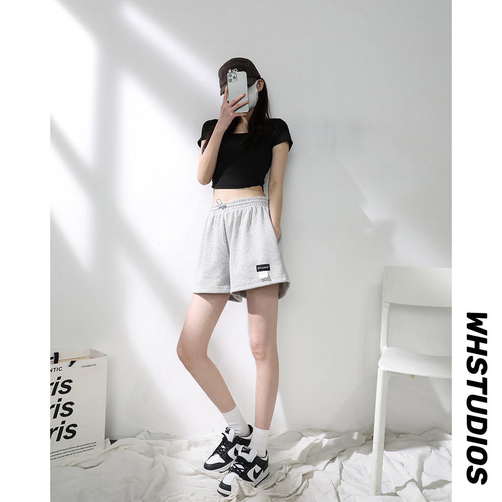 中性风  夏季新款宽松垂感运动休闲短裤男女短裤男女D15 P35控48图片