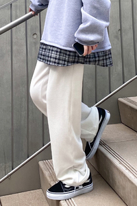 港风 秋冬宽松垂感纯色运动慵懒休闲裤子男女长裤D213  P48控68图片