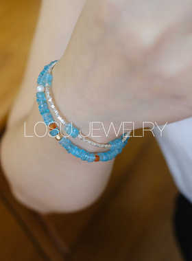 流素losu . 进口14k注金天然石冷蓝女小众设计高级设计感原创手链