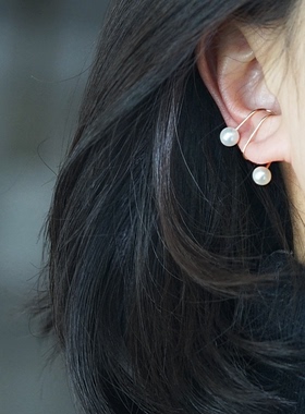 LOSU流素/ 设计师款进口14K包金珍珠个性潮 精灵冷淡风耳骨夹耳扣