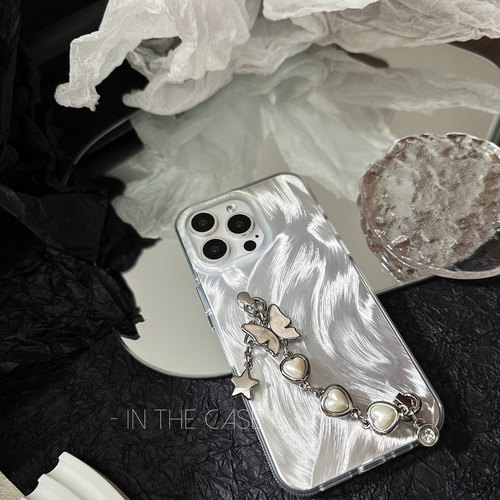 iphone17蝴蝶珍珠链条防摔手机壳