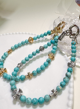 InTheCase时髦老钱风矿石绿松石定制字母男女情侣手机链防摔绳