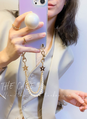 InTheCase 炫彩16promax梦幻人鱼姬闪钻复古叠链小众星星珍珠14K链条手机壳适用iphone华为p60pocket2折叠