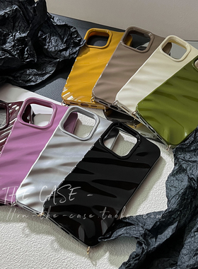 InTheCase暗夜紫17ProMax可挂链防摔手机壳丝绸凹凸肌理质感全包软壳适用苹果华为mate50pro学生商务情侣