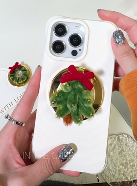 InTheCase可爱毛绒立体圣诞树花环蝴蝶结磁吸气囊手机支架粘贴款