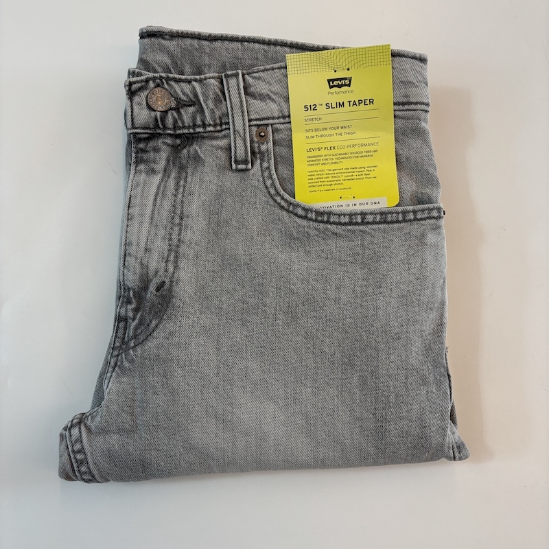 李维斯512浅灰色水洗修牛仔裤