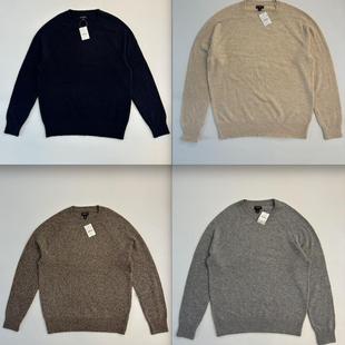 AA027 現(xiàn)貨J.CREW男純色圓領套頭羊毛混紡親膚毛衣多色