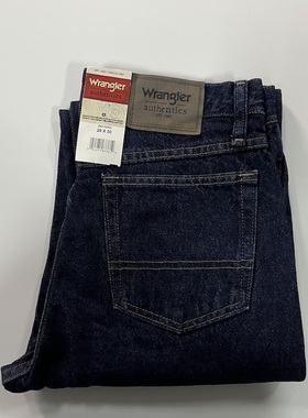 现货Wrangler/威格男厚款直筒中腰纯棉深蓝色水洗牛仔裤ZM100RD