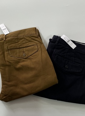 现货J.CREW男重磅加厚中腰纯色宽松直筒带褶休闲裤chino#BE612