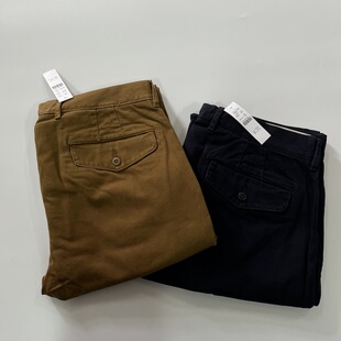 现货J.CREW男重磅加厚中腰纯色宽松直筒带褶休闲裤 BE612 chino